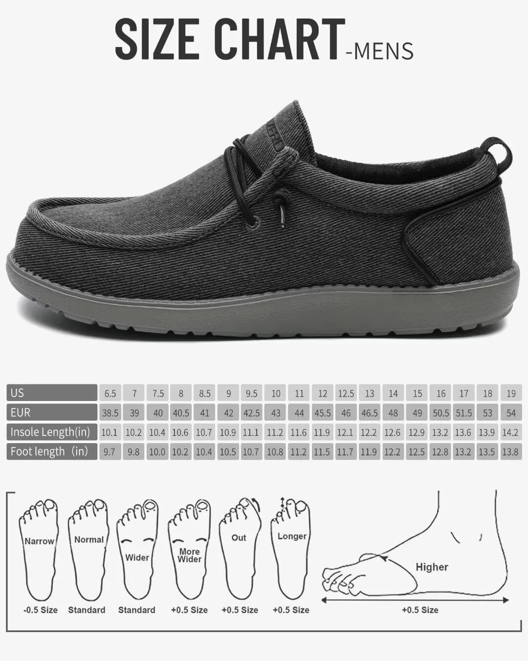 1TAZERO Wide-Shoes for Men-Slip on Walking-Loafers Casual-Shoes - Wide Width Comfortable Orthopedic Shoes for Men with Arch Support for Plantar Fasciitis