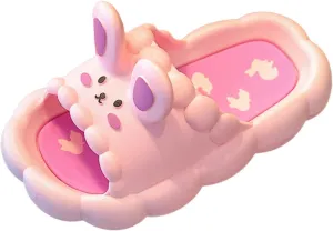 2 to 13 Years Big Girl's Cute Cartoon Bunny Slippers Soft Lightweight Kids Flip Flops Comfy Shower Beach Shoes, Yellow