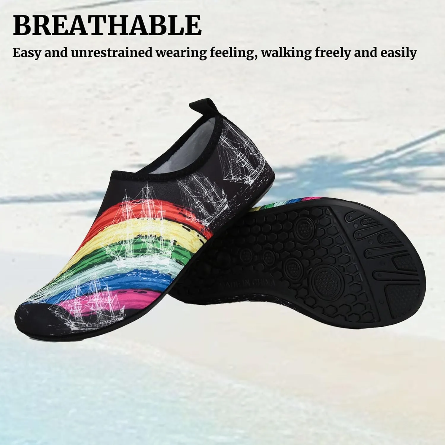 2025 New Water Shoes for Women Men Aqua Socks Swim Beach Barefoot Footwear,Lightweight Quick-Dry Yoga Exercise Shoes,Non-Slip Comfortable Trail Swim Footwear for Camping Swimming Travel
