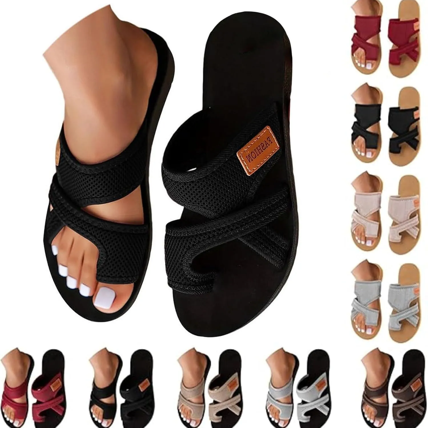 2025 Women's Summer Sandals Extra Wide Mesh Slides, Orthopedic Support Airflow Design Beach Walking Shoes