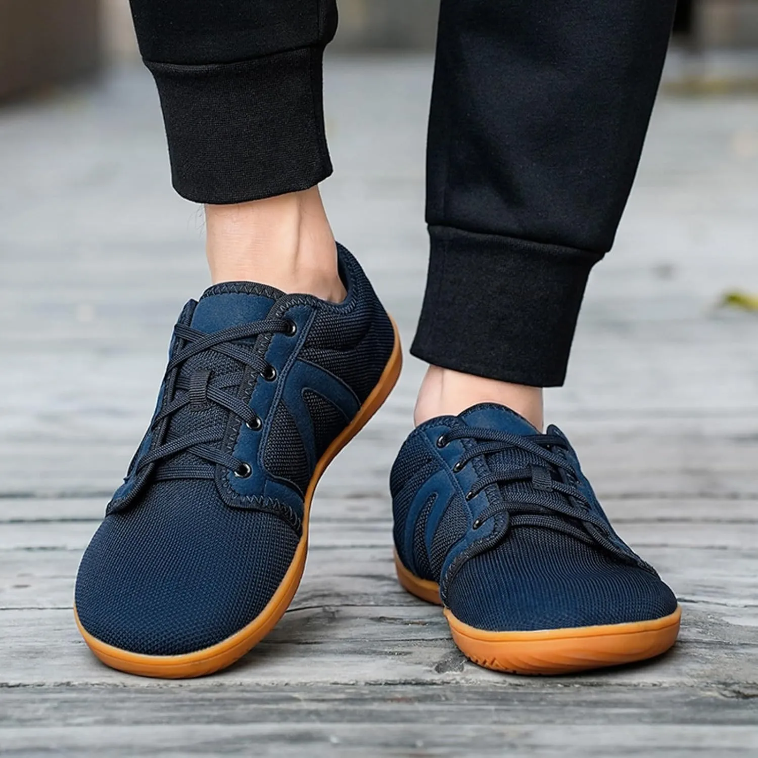 Arch Support Non Slip Minimalist Shoes for Men Breathable Elastic Fly Woven Mesh Sneaker Non Slip Walking Shoes