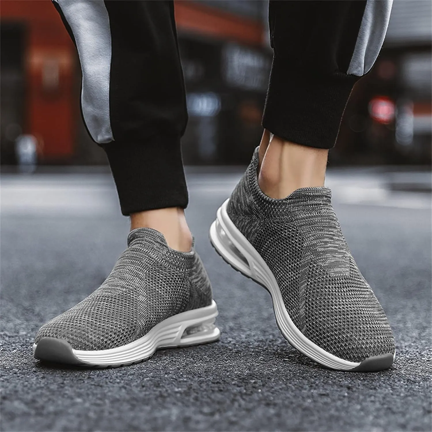 Arch Support Sports Shoes for Men Breathable Elastic Fly Woven Mesh Sneaker Arch Support Walking Shoes for Men