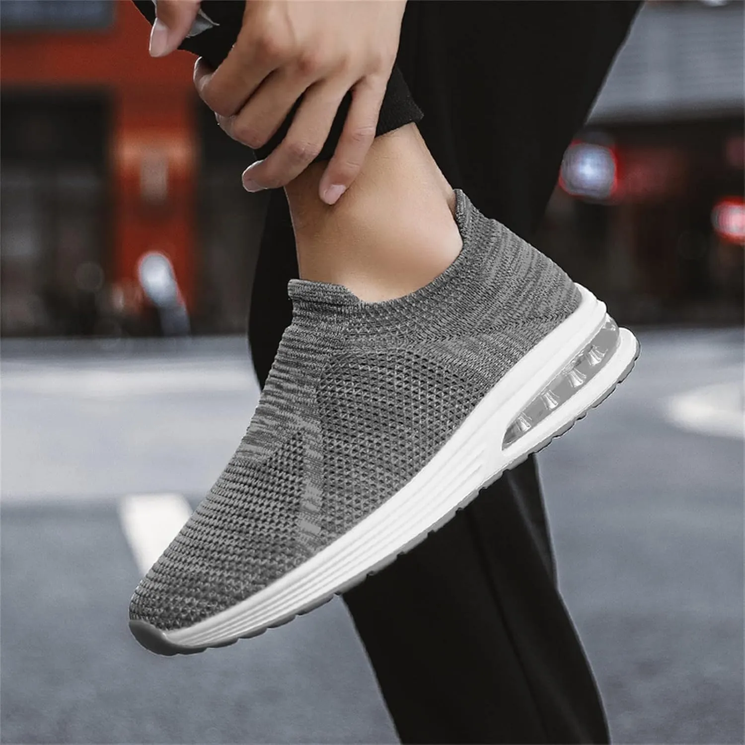 Arch Support Sports Shoes for Men Breathable Elastic Fly Woven Mesh Sneaker Arch Support Walking Shoes for Men