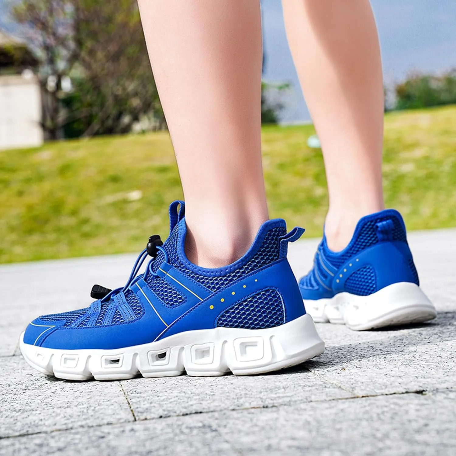 Athletic Fashion Sneakers for Men Breathable Elastic Fly Woven Mesh Sneaker Men's Lightweight Cushion Sneakers