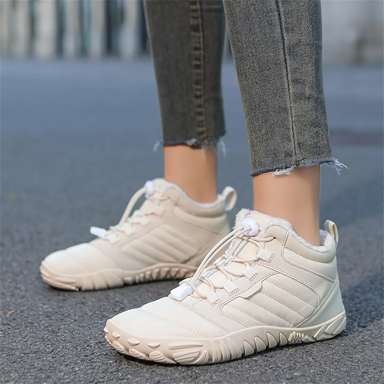 Barefoot Hiking Boots Women Waterproof Winter Barefoot Boots Insulated Warm Walking Hiking Boots for Women Trail Running Healthy Non-Slip Drop Zero Sole Wide Toe Box Comfortable Sneakers