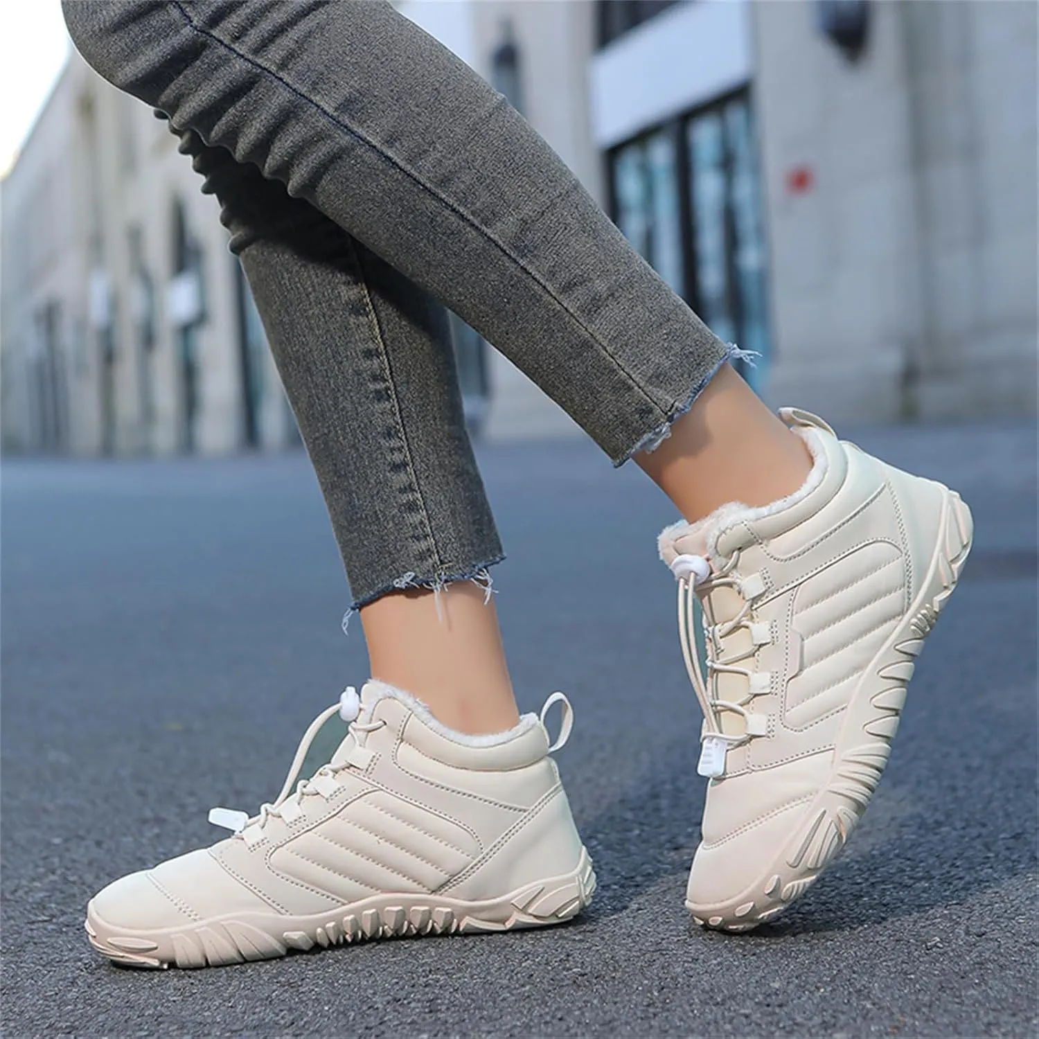 Barefoot Hiking Boots Women Waterproof Winter Barefoot Boots Insulated Warm Walking Hiking Boots for Women Trail Running Healthy Non-Slip Drop Zero Sole Wide Toe Box Comfortable Sneakers