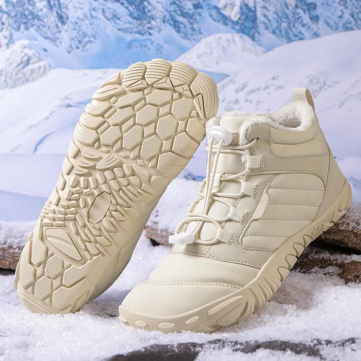 Barefoot Hiking Boots Women Waterproof Winter Barefoot Boots Insulated Warm Walking Hiking Boots for Women Trail Running Healthy Non-Slip Drop Zero Sole Wide Toe Box Comfortable Sneakers
