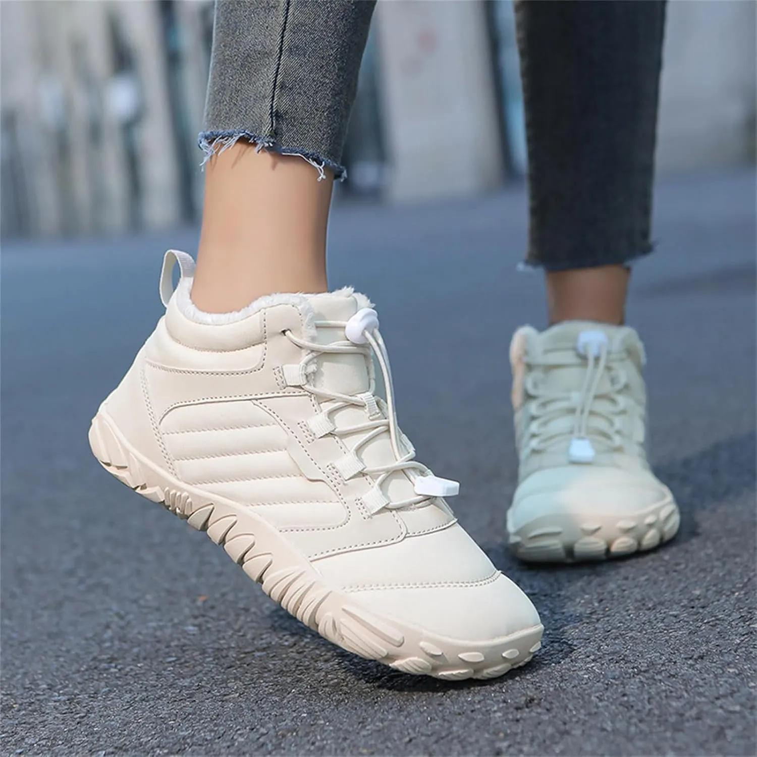 Barefoot Hiking Boots Women Waterproof Winter Barefoot Boots Insulated Warm Walking Hiking Boots for Women Trail Running Healthy Non-Slip Drop Zero Sole Wide Toe Box Comfortable Sneakers