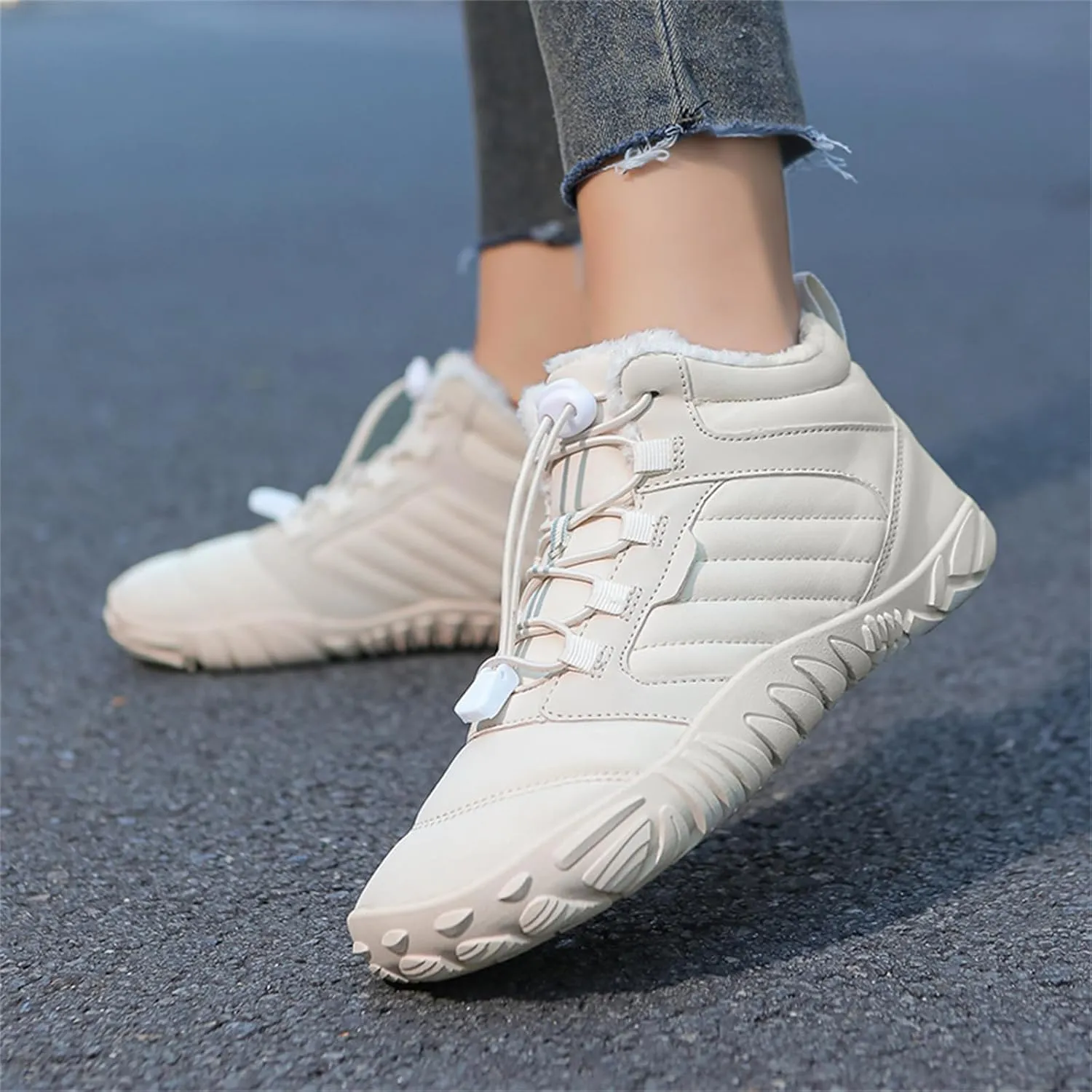 Barefoot Hiking Boots Women Waterproof Winter Barefoot Boots Insulated Warm Walking Hiking Boots for Women Trail Running Healthy Non-Slip Drop Zero Sole Wide Toe Box Comfortable Sneakers