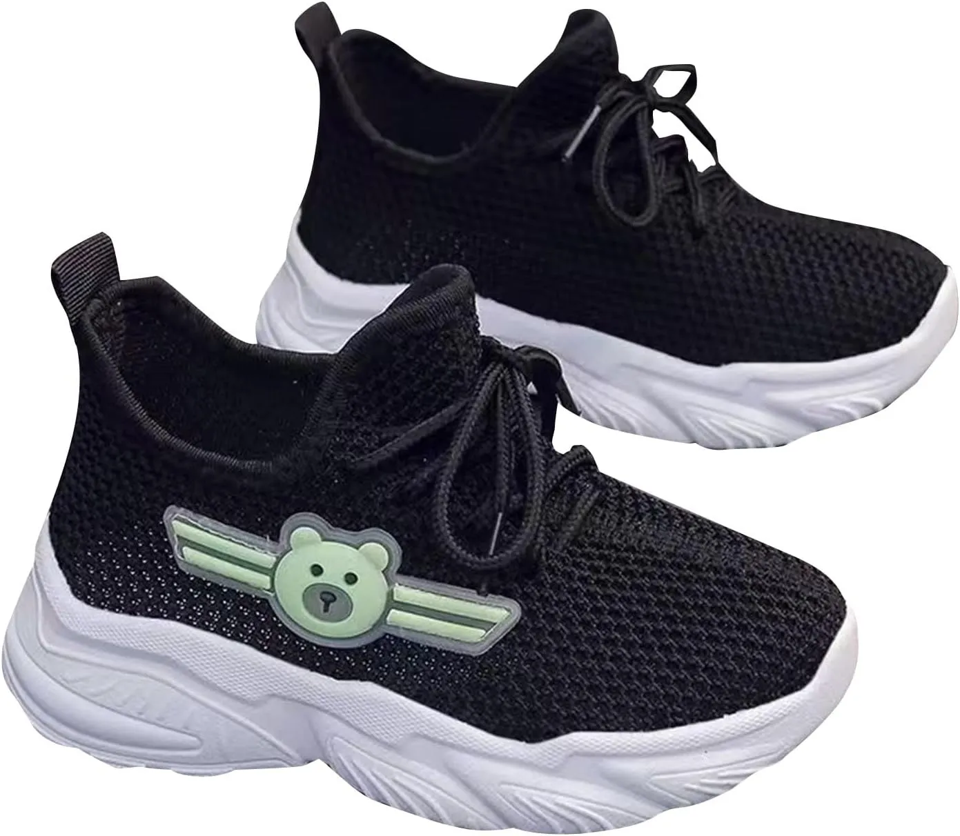 Big Kids Boys Mesh Sneaker Breathable Running Sport Shoes Childrens Lace-Up Bear Non Slip Shoes Light Comfy Casual