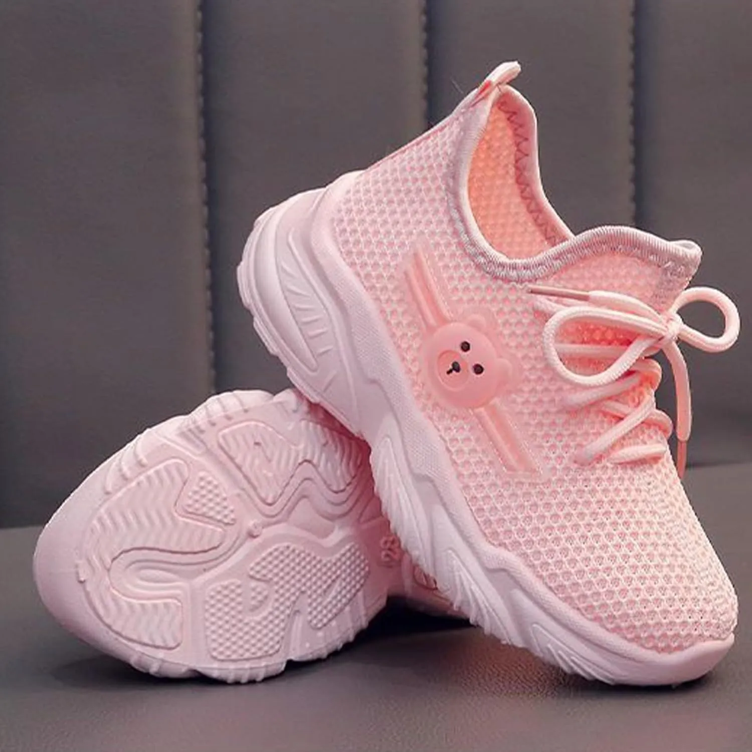 Big Kids Boys Mesh Sneaker Breathable Running Sport Shoes Childrens Lace-Up Bear Non Slip Shoes Light Comfy Casual