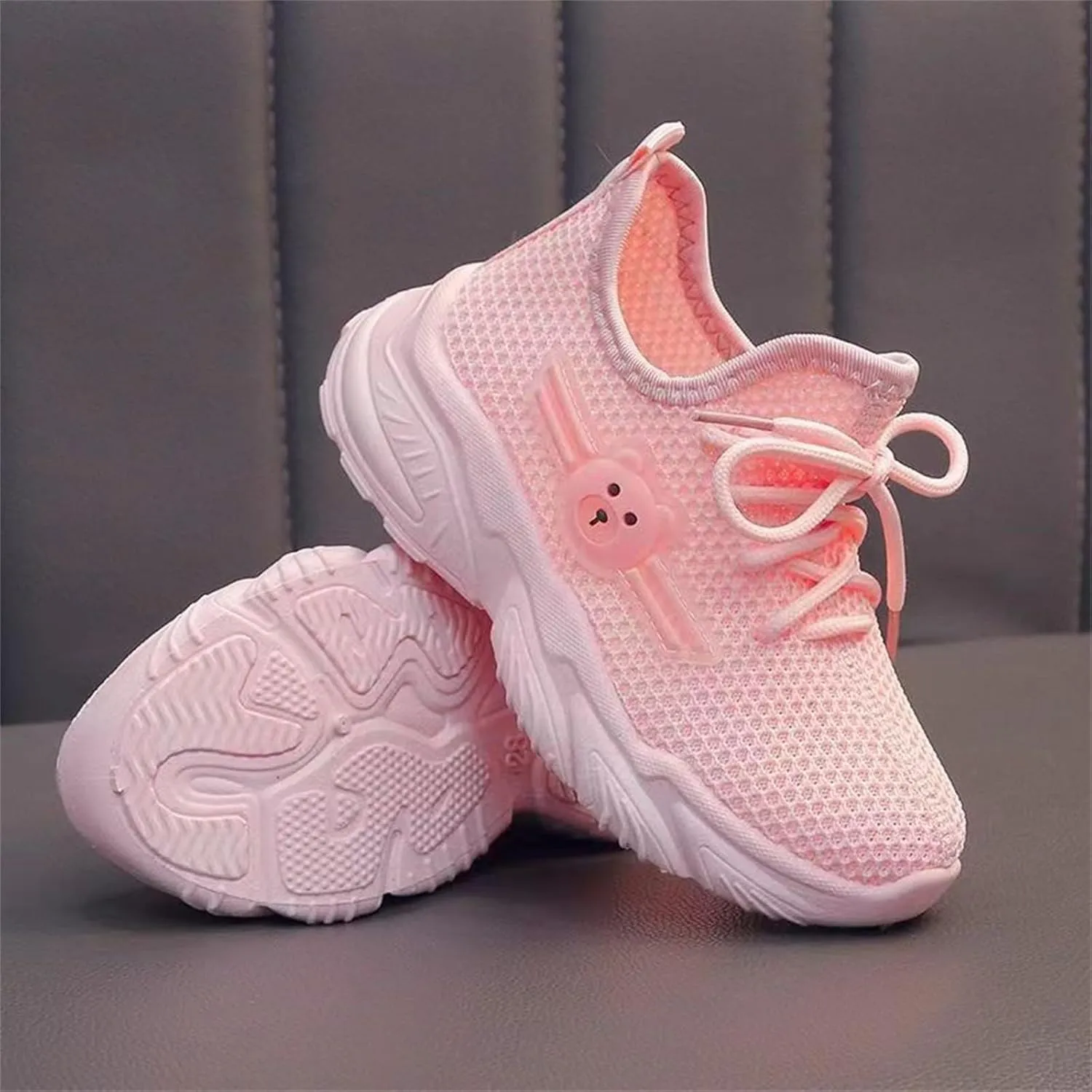 Big Kids Boys Mesh Sneaker Breathable Running Sport Shoes Childrens Lace-Up Bear Non Slip Shoes Light Comfy Casual
