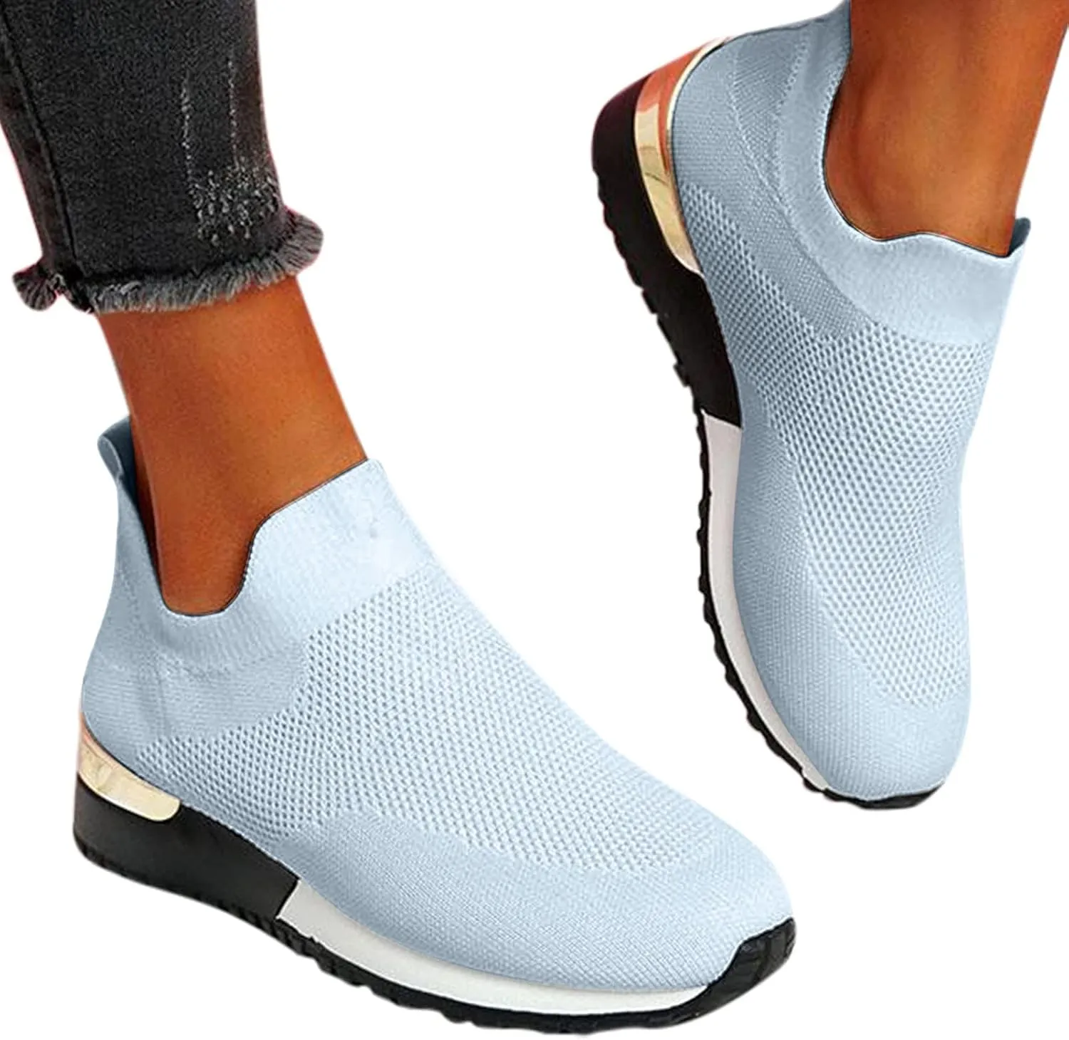 Black Platform Tennis Shoes for Women Slip On Sneakers Women Arch Support Platform Womens Casual Shoes Slip Ons with Arch Support Women's Sneakers Womens Black Sneakers Size 7w