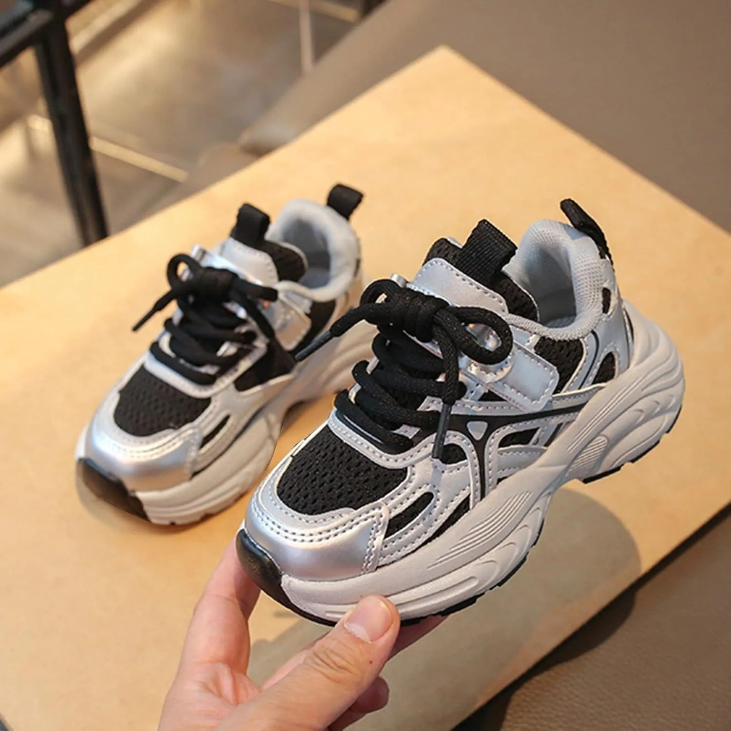 Boys Kids Mesh Lace-Up Sneakers Toddler Breathable Comfy Non Slip Sport Shoes Outdoor Running Casual Loafers Shoes