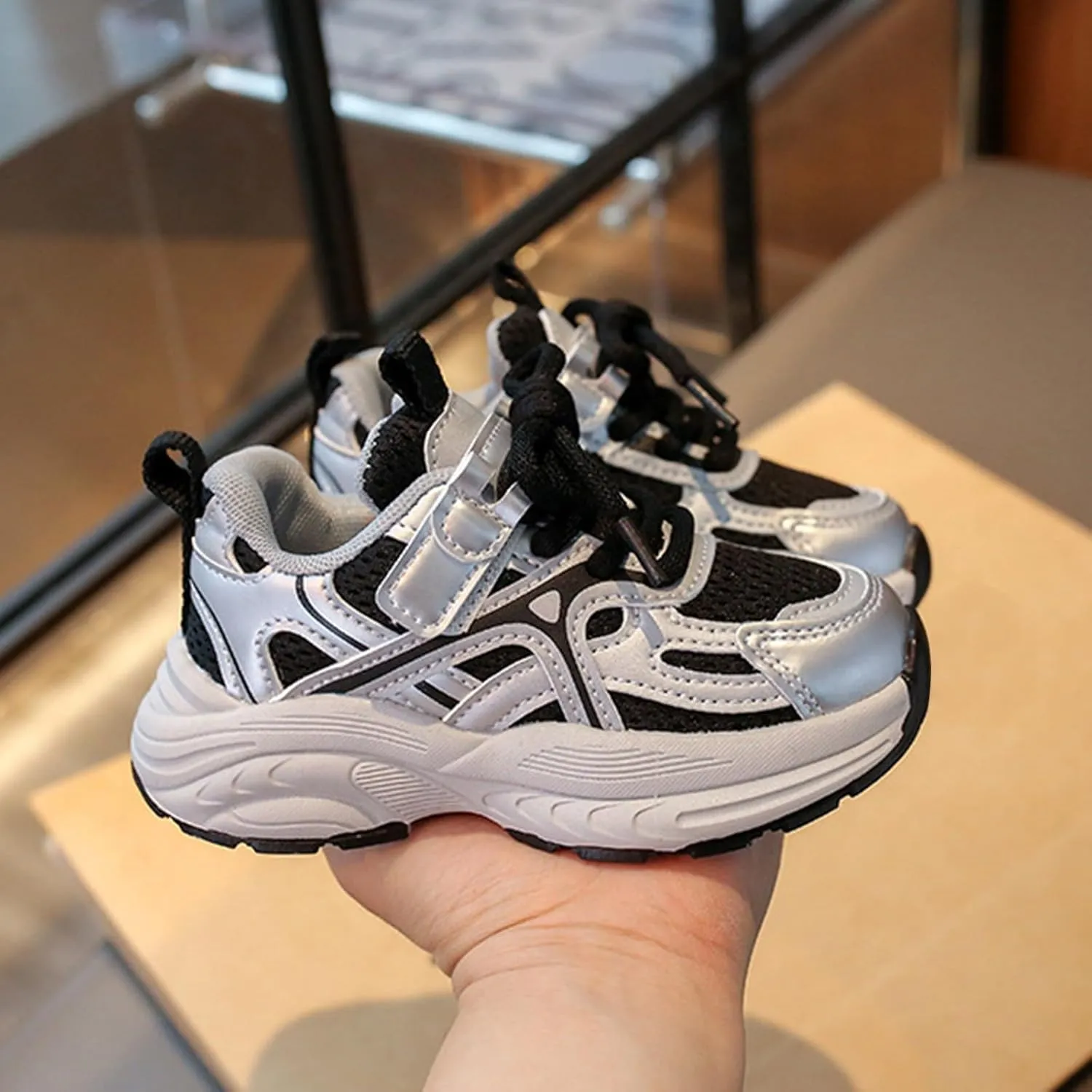 Boys Kids Mesh Lace-Up Sneakers Toddler Breathable Comfy Non Slip Sport Shoes Outdoor Running Casual Loafers Shoes