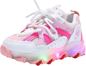 Breathable Lace Light up Sneakers for Kids Toddler Ankle Outdoor Running Sport Non Slip Shoes Lightweight Comfy Fashion
