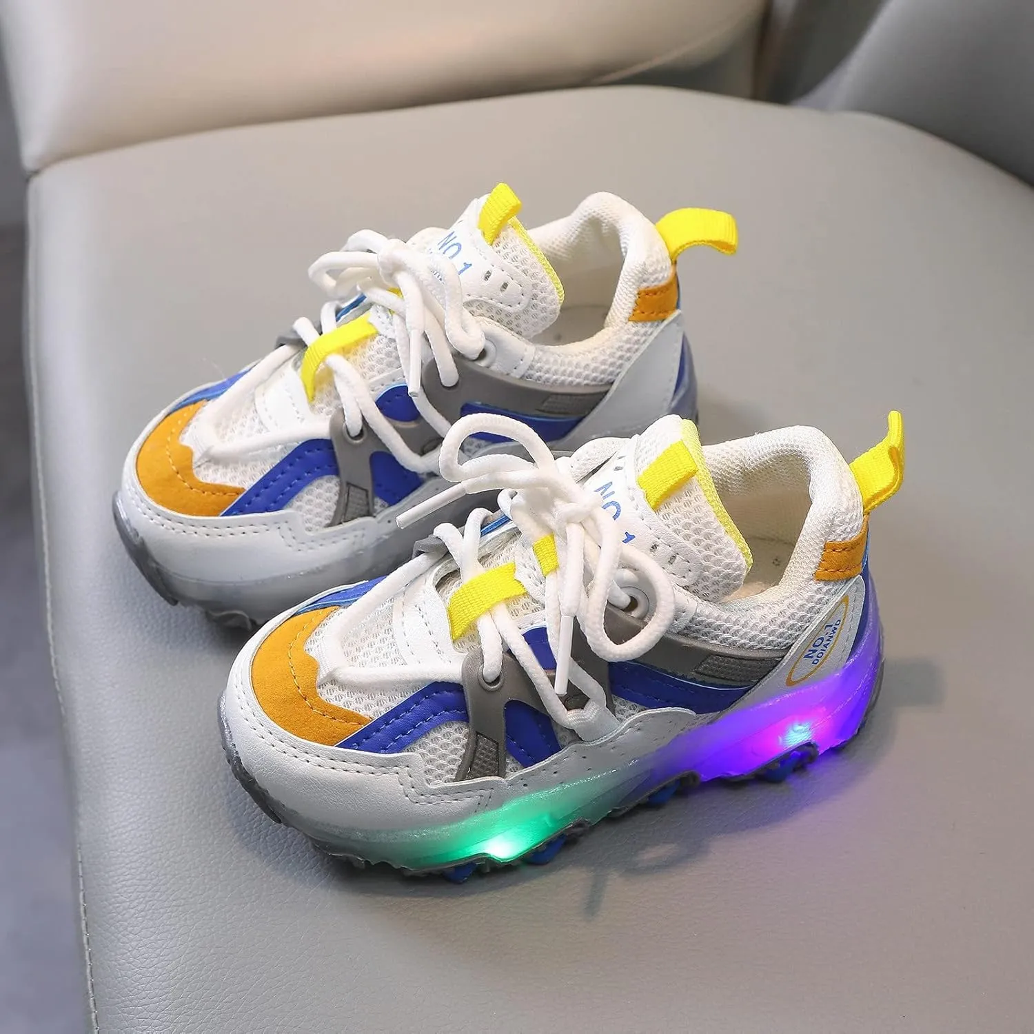 Breathable Lace Light up Sneakers for Kids Toddler Ankle Outdoor Running Sport Non Slip Shoes Lightweight Comfy Fashion