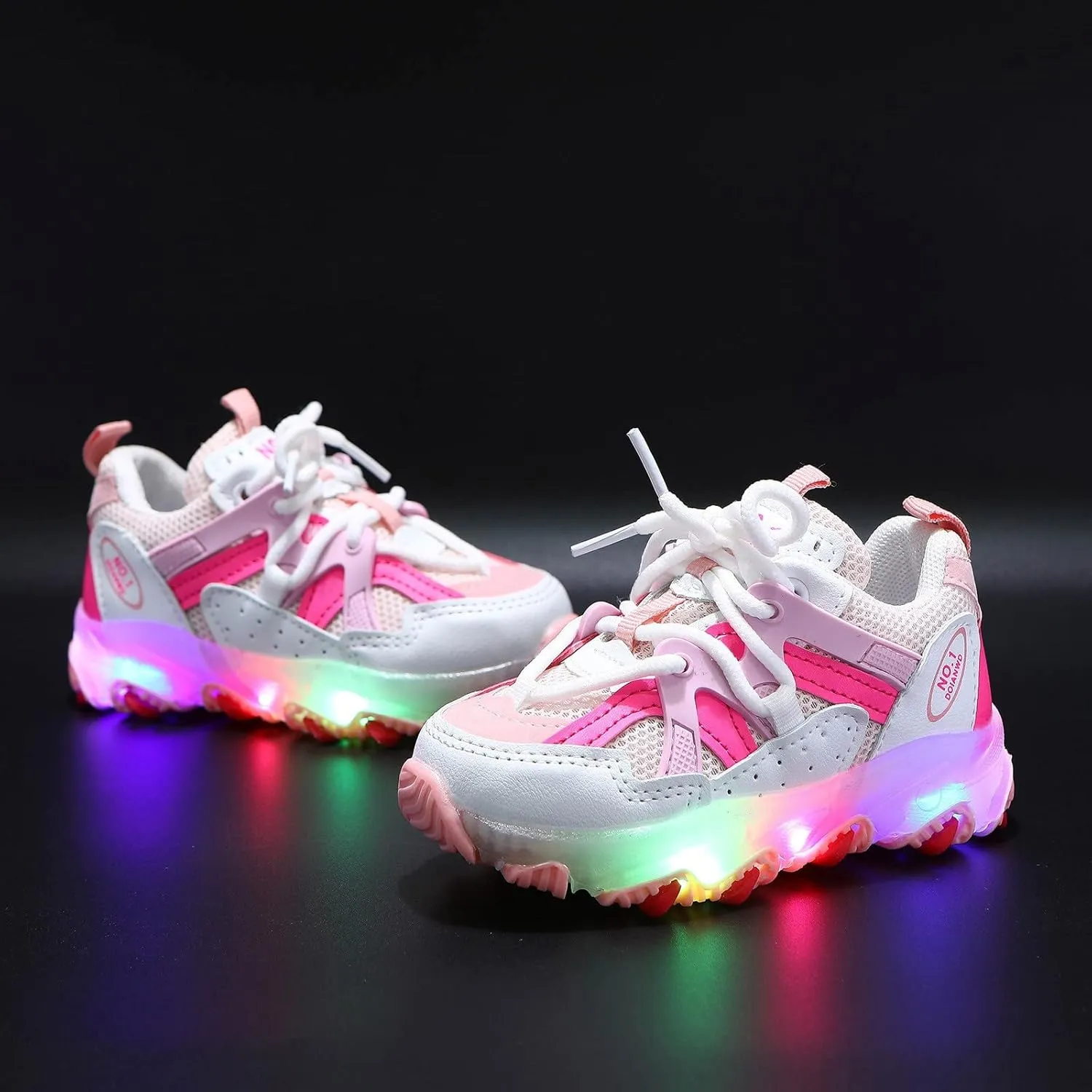 Breathable Lace Light up Sneakers for Kids Toddler Ankle Outdoor Running Sport Non Slip Shoes Lightweight Comfy Fashion
