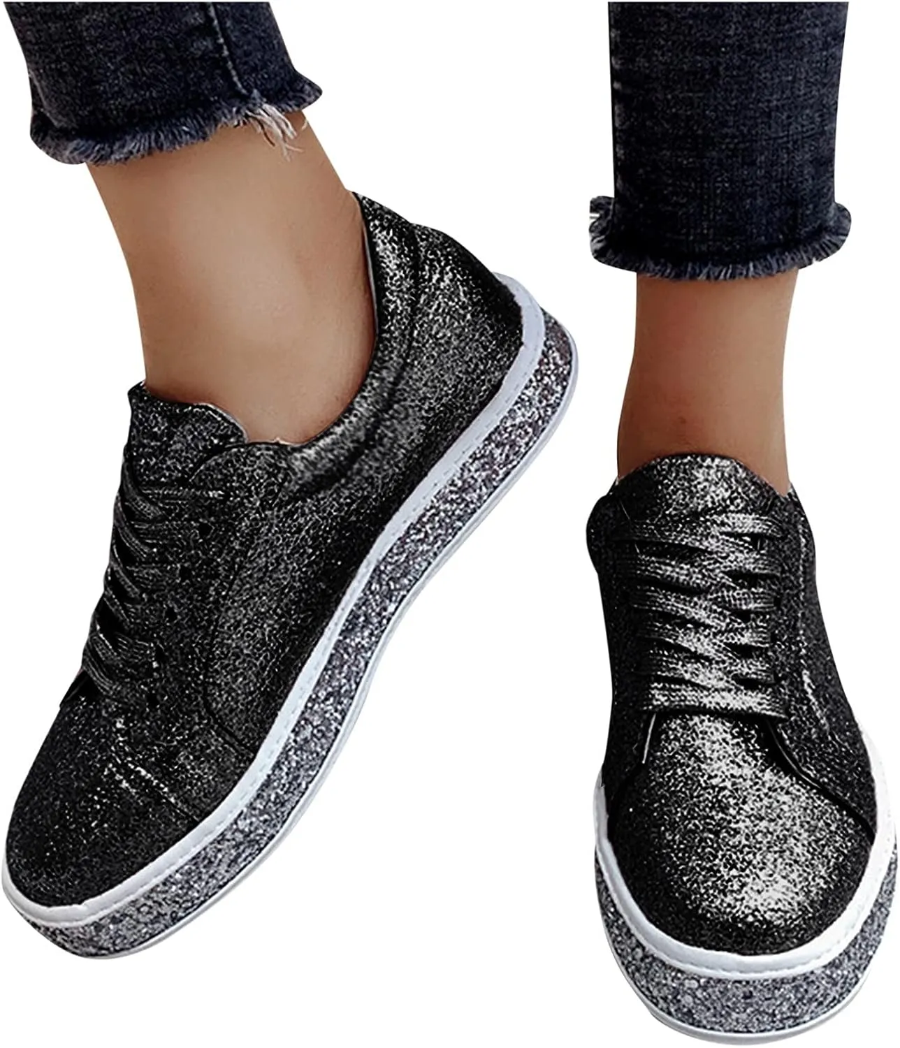 Chunky Sneakers for Women White Non Slip Shoes for Women Nurse Womens Casual Shoes Size 11 1/2 Walking Sneakers for Women with Arch Support and Comfort Zapatos Antideslizantes para Mujer De Hule