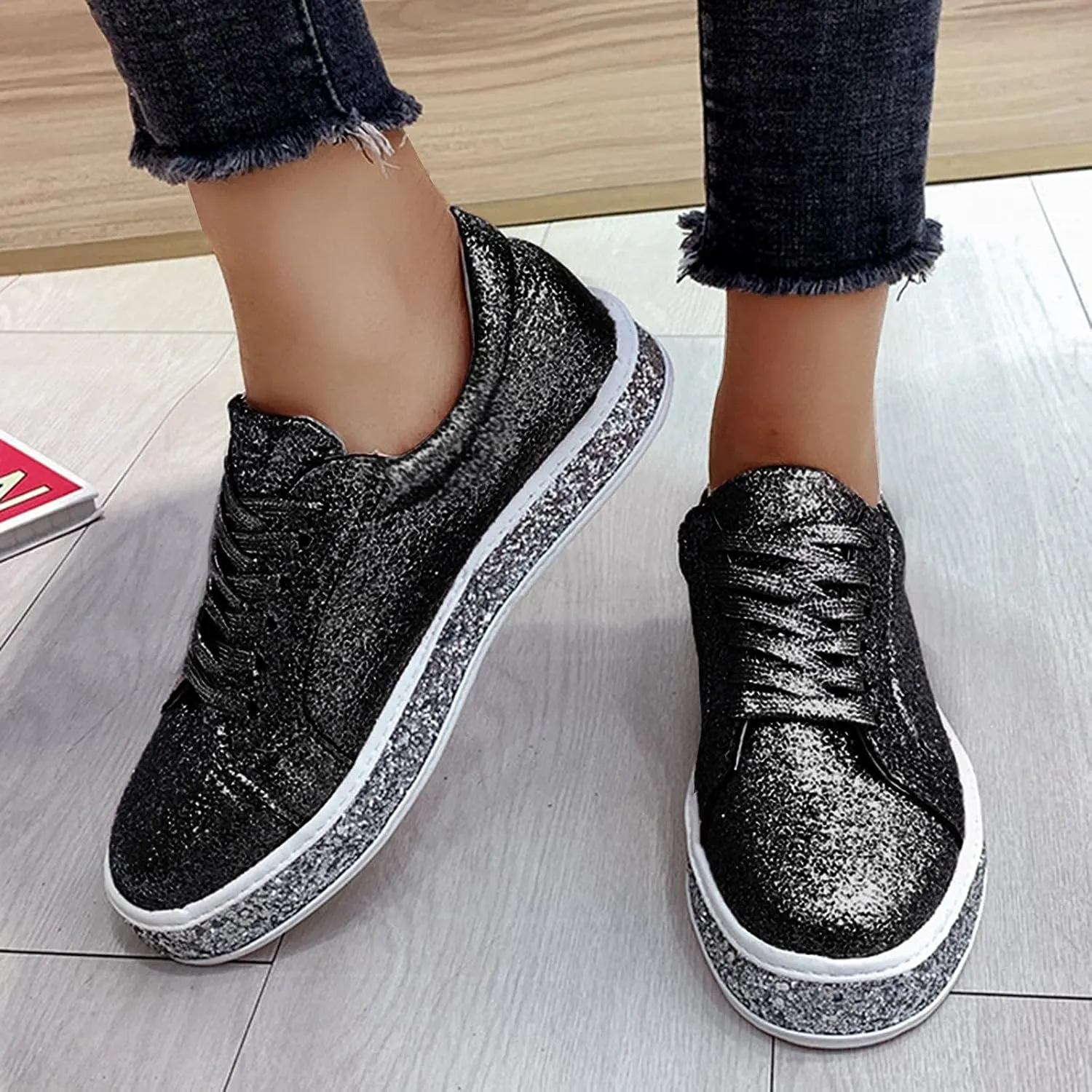 Chunky Sneakers for Women White Non Slip Shoes for Women Nurse Womens Casual Shoes Size 11 1/2 Walking Sneakers for Women with Arch Support and Comfort Zapatos Antideslizantes para Mujer De Hule