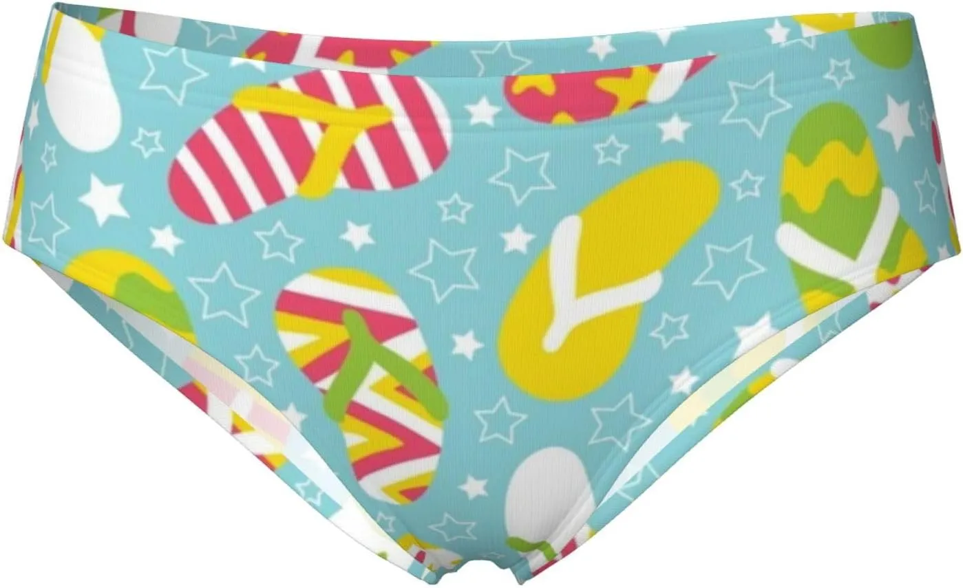Colorful Flip Flops Stars Women'S Brief Stretchy Underwear Breathable Hipster Panties For Ladies