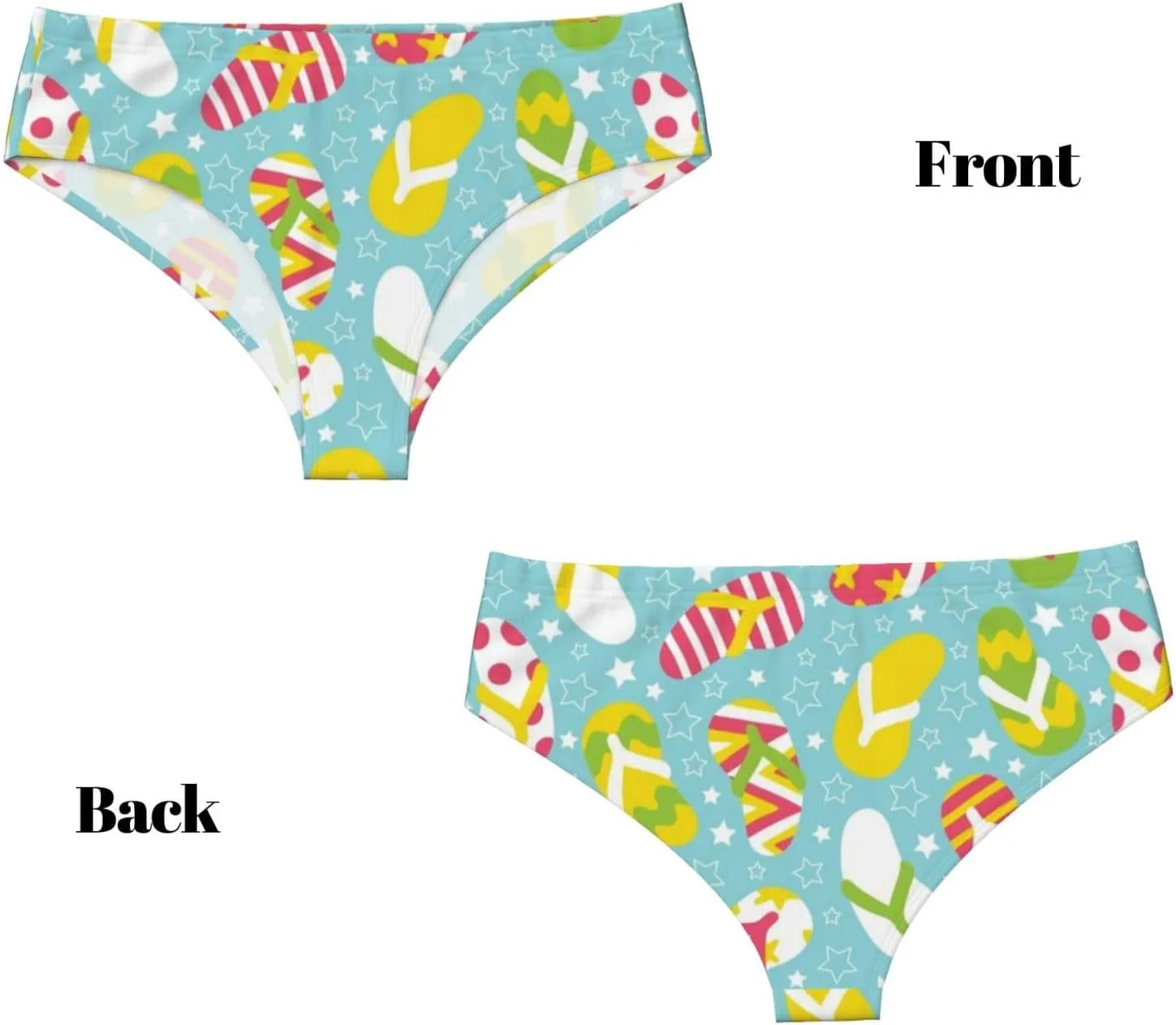 Colorful Flip Flops Stars Women'S Brief Stretchy Underwear Breathable Hipster Panties For Ladies