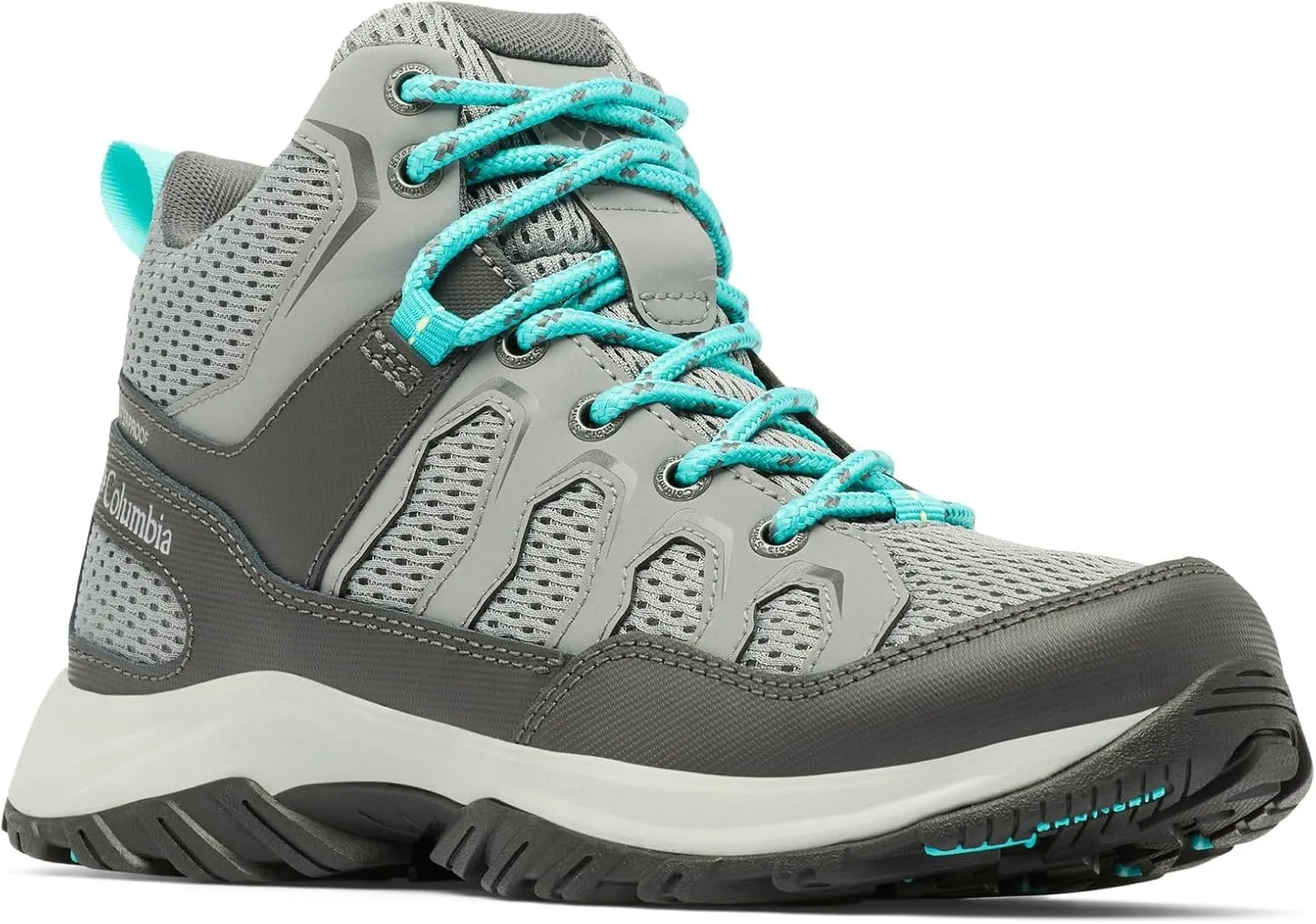 Columbia Womens Granite Trail Mid Waterproof, Titanium Grey Steel/Bright Aqua, 6.5 Wide