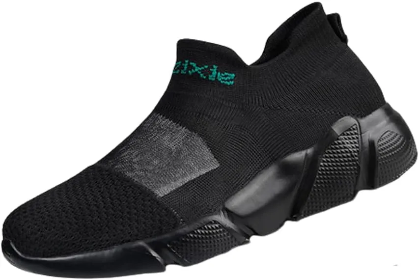 DESESE Men's Transparent Mesh Lightweight Socks Sneakers Breathable Knitted Casual Sneakers Arch Support Non-Slip Loafers,Summer Slip-on Walking Shoes