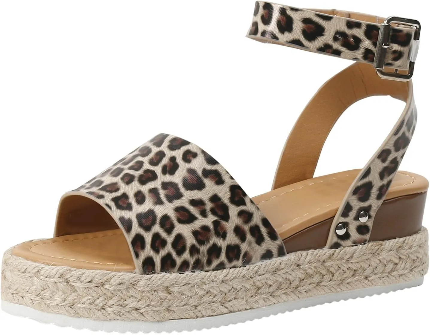 Eduavar Platform Sandals Women, Womens Sandals Elegant Buckle Ankle Strap Comfortable Espadrilles Platform Casual Sandals