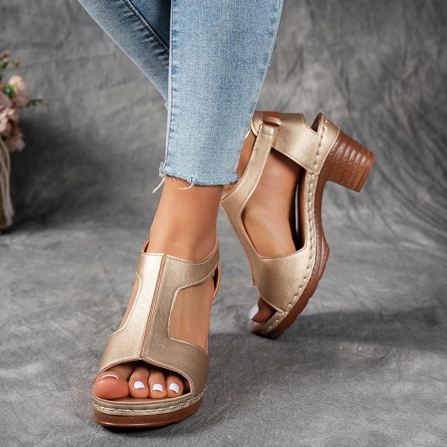 Eduavar Sandals for Women 2025 Low Block Heels Chunky Wedding Ankle Strap Dress Pump Shoes Slingback Open Toe Heeled Sandals