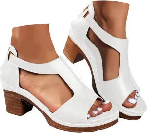 Eduavar Sandals for Women 2025 Low Block Heels Chunky Wedding Ankle Strap Dress Pump Shoes Slingback Open Toe Heeled Sandals