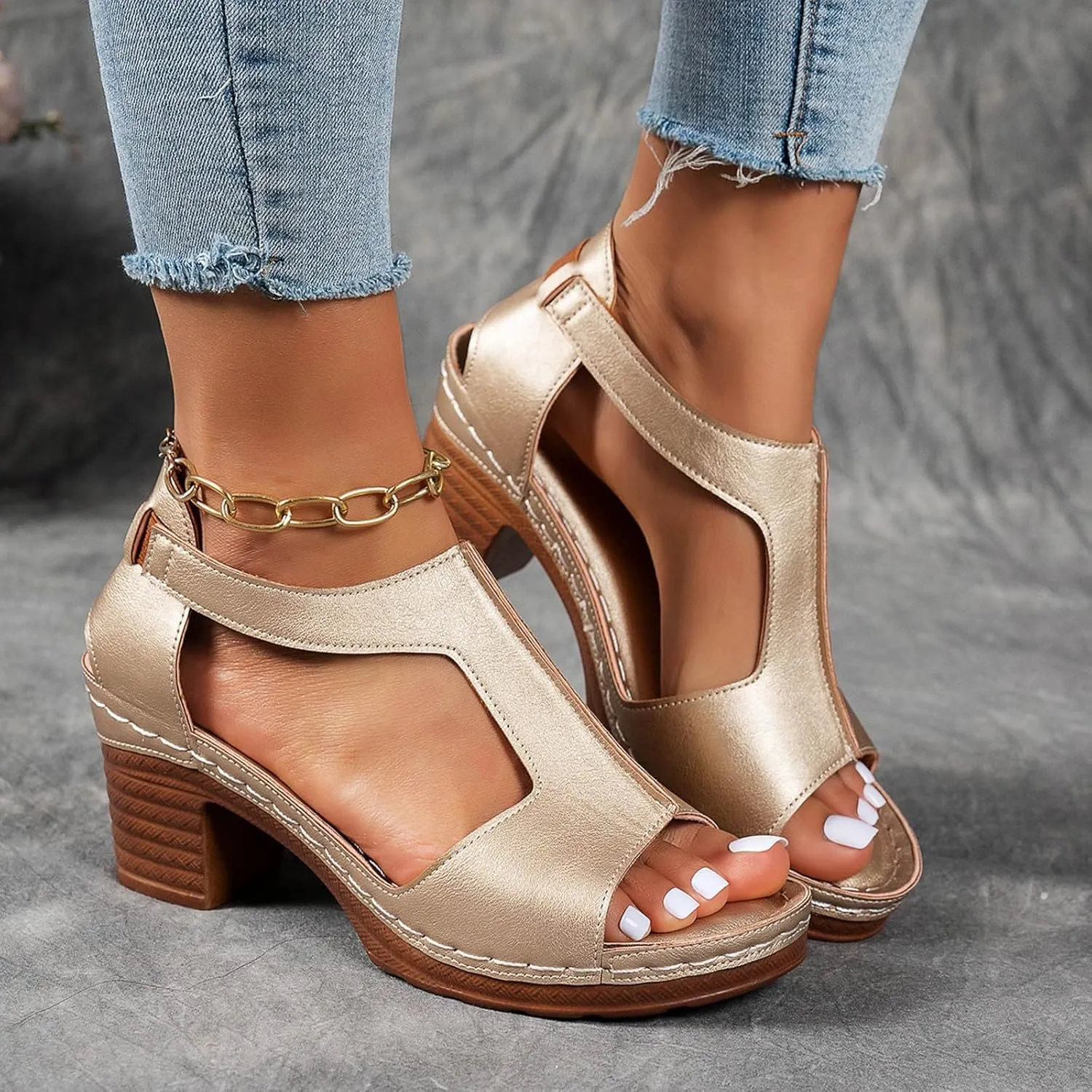 Eduavar Sandals for Women 2025 Low Block Heels Chunky Wedding Ankle Strap Dress Pump Shoes Slingback Open Toe Heeled Sandals