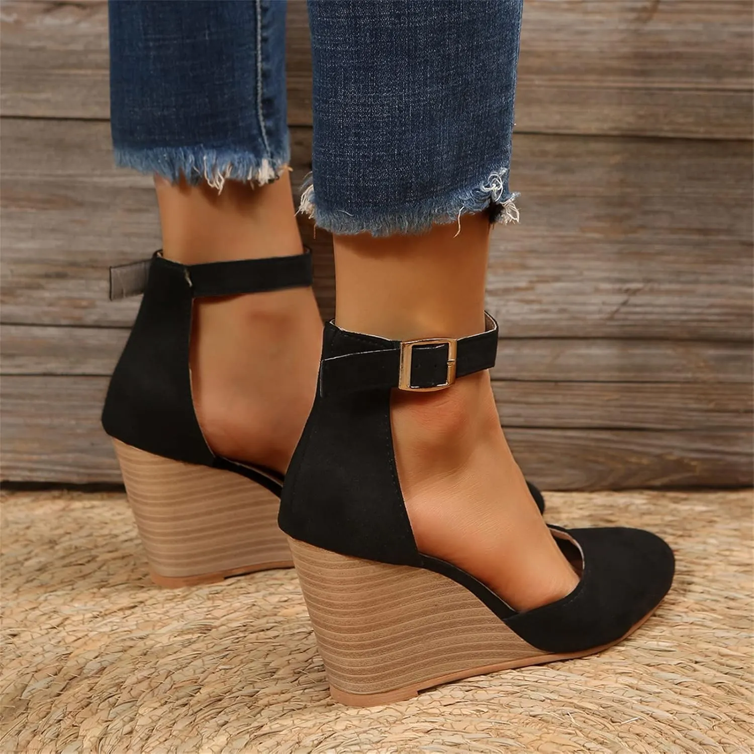 Eduavar Sandals for Women 2025 Slingback Pointed Closed Toe Low Block Heels Sandals Dress Party Elegant Wedge Pumps Shoes