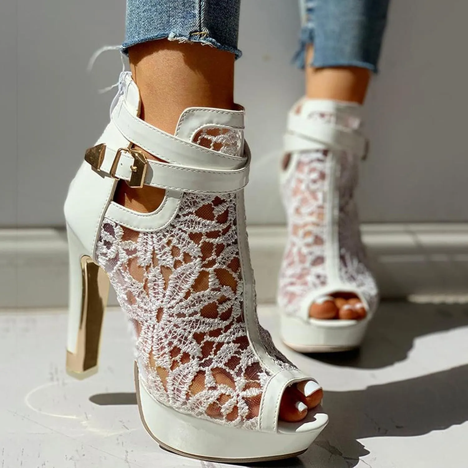 Eduavar Sandals for Women Dressy Summer, Wedge Sandals for Women Chunky Heel Sandals Open Toe Hollow Out Ankle Strap Sandals