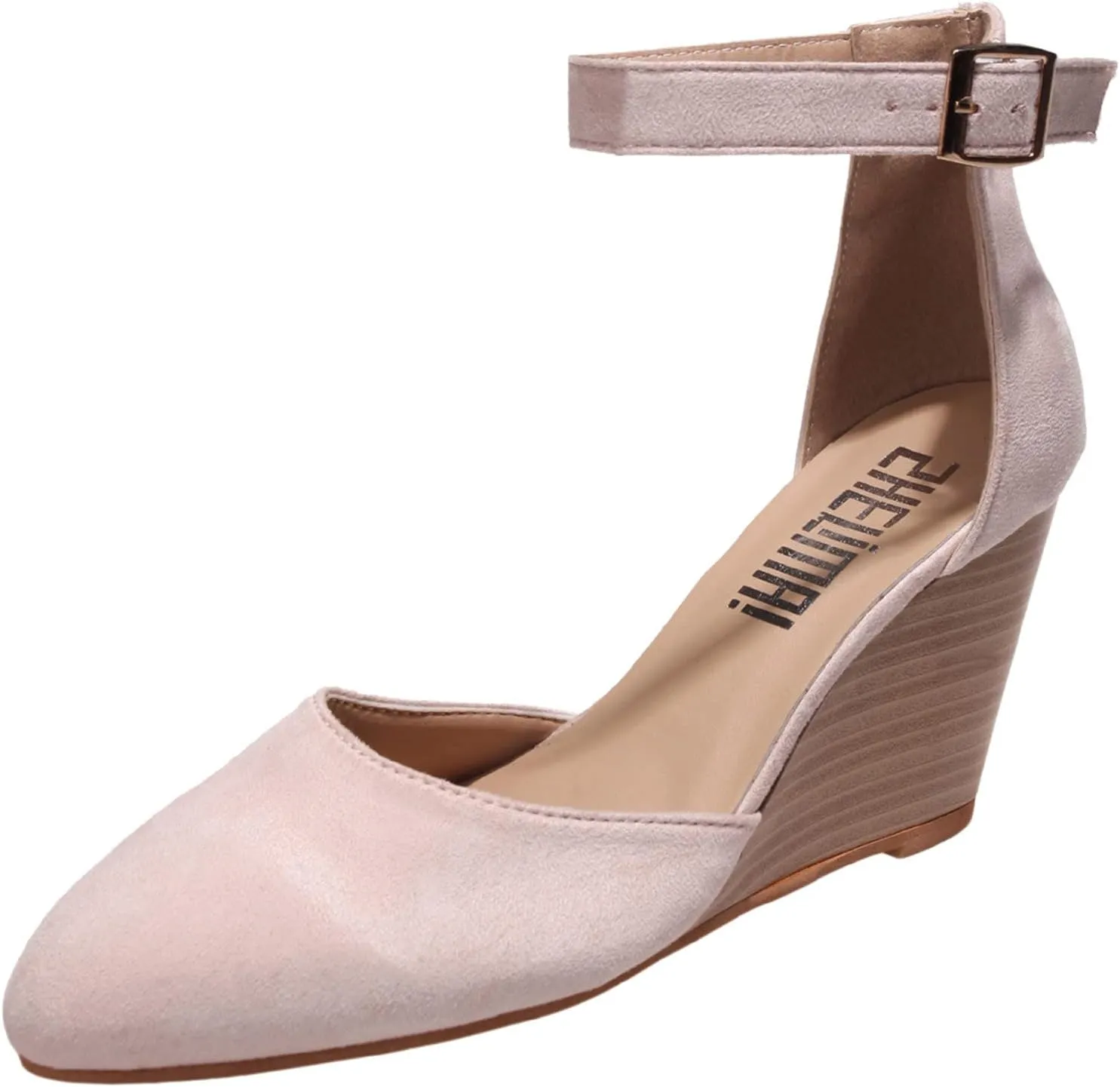 Eduavar Sandals for Women Dressy Summer, Wedge Sandals for Women Chunky Heel Sandals Open Toe Hollow Out Ankle Strap Sandals
