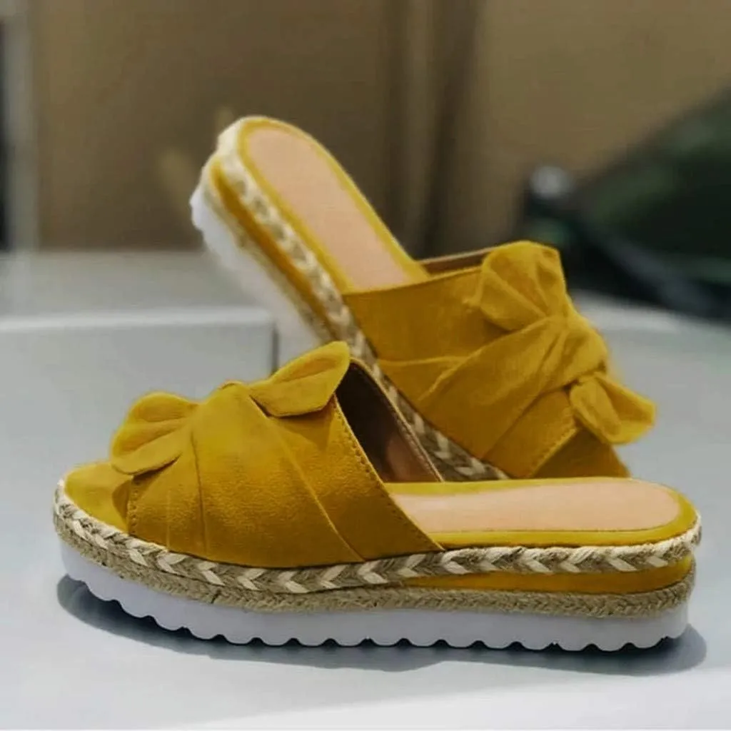 Eduavar Sandals for Women Dressy Summer, Womens Sandals Dressy Breathable Open Toe Bow Sandals Women Weave Flat Beach Sandals