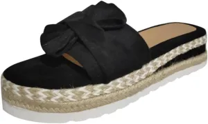 Eduavar Sandals for Women Dressy Summer, Womens Sandals Dressy Breathable Open Toe Bow Sandals Women Weave Flat Beach Sandals