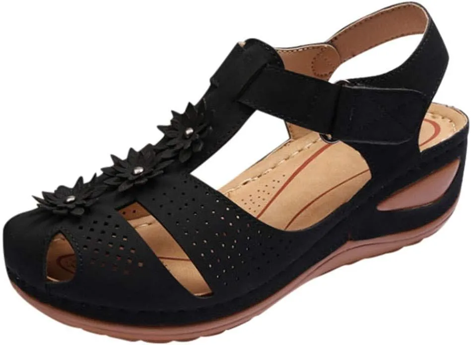 Eduavar Sandals Women Dressy Summer, Womens Sandals Dressy Hollow Sole Platform Sandals Casual Round Toe Walking Shoes