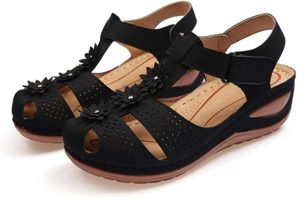 Eduavar Sandals Women Dressy Summer, Womens Sandals Dressy Hollow Sole Platform Sandals Casual Round Toe Walking Shoes