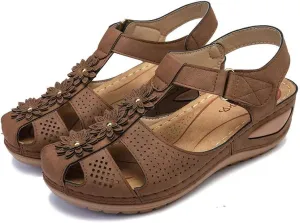 Eduavar Sandals Women Dressy Summer, Womens Sandals Dressy Hollow Sole Platform Sandals Casual Round Toe Walking Shoes