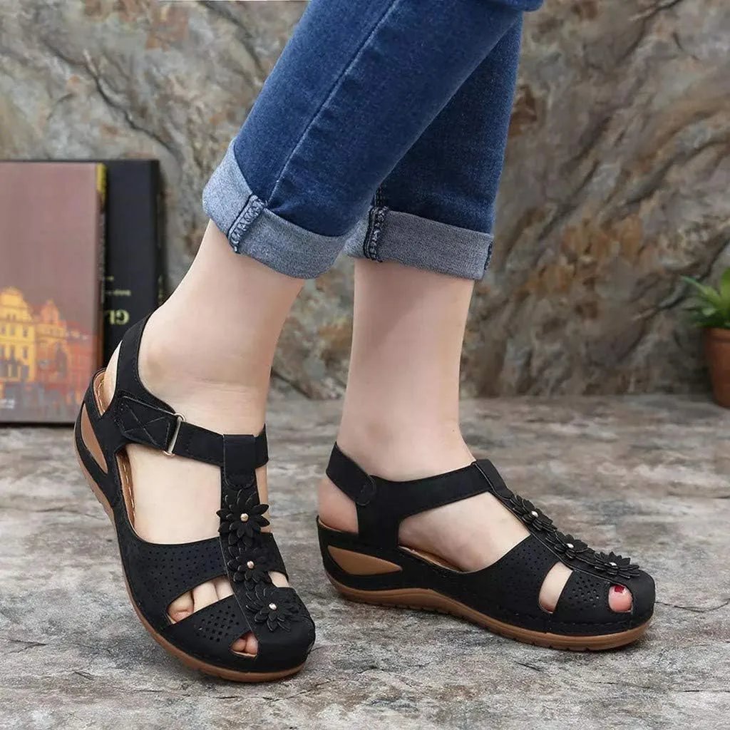 Eduavar Sandals Women Dressy Summer, Womens Sandals Dressy Hollow Sole Platform Sandals Casual Round Toe Walking Shoes