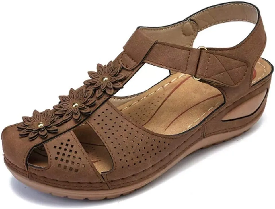 Eduavar Sandals Women Dressy Summer, Womens Sandals Dressy Hollow Sole Platform Sandals Casual Round Toe Walking Shoes