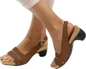 Eduavar Summer Sandals for Women, Orthopedic Sandals for Women Peep Toe Wedge Sandals Comfortable Ankle Strap Sandals