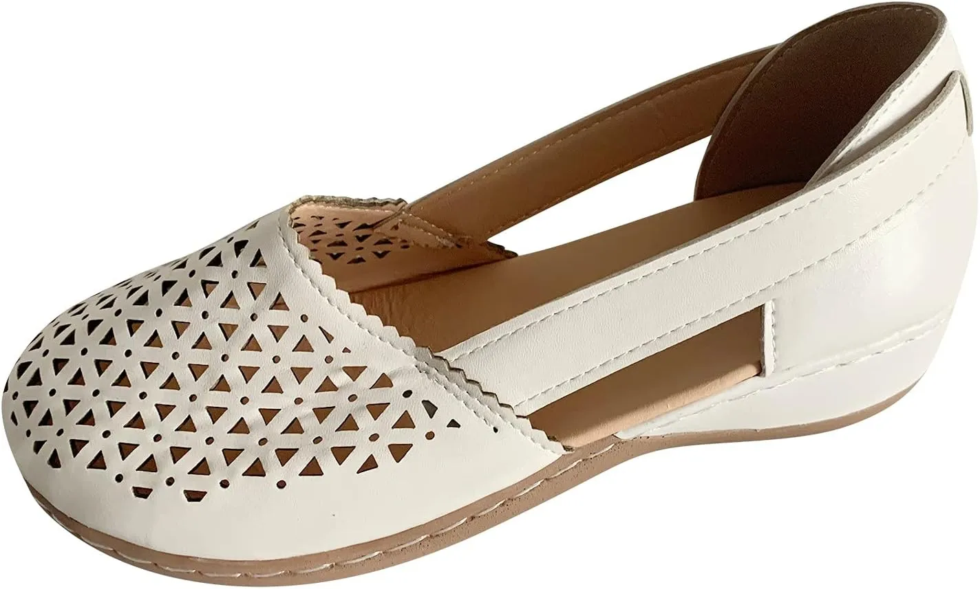 Eduavar Summer Sandals for Women, Orthopedic Sandals for Women Peep Toe Wedge Sandals Comfortable Ankle Strap Sandals