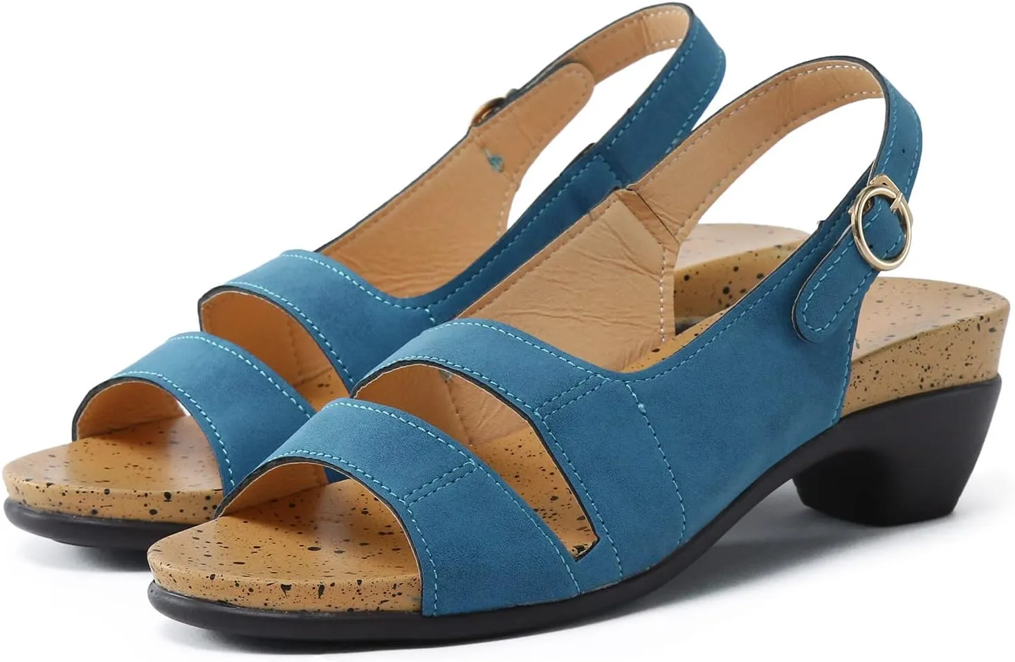 Eduavar Summer Sandals for Women, Orthopedic Sandals for Women Peep Toe Wedge Sandals Comfortable Ankle Strap Sandals
