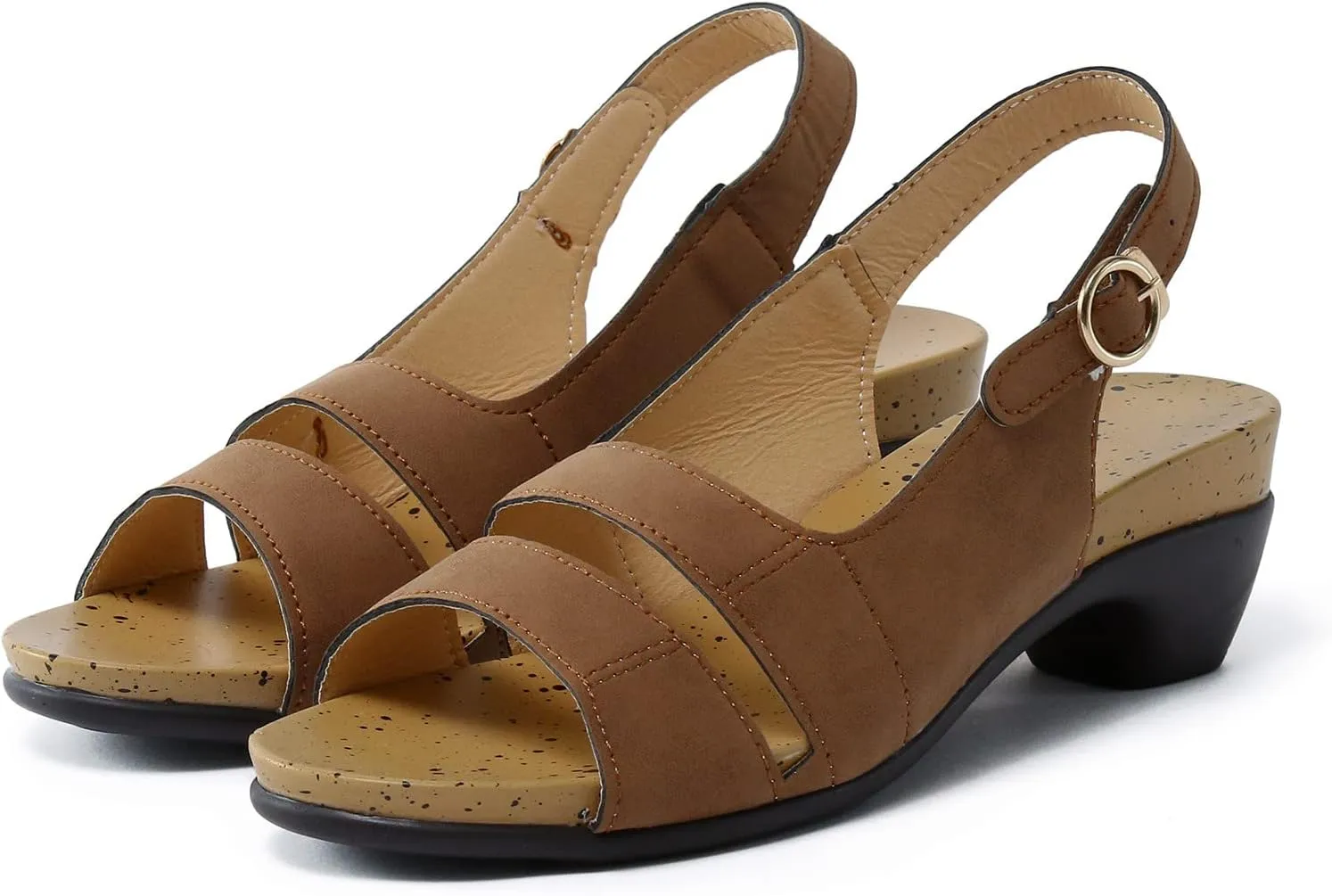 Eduavar Summer Sandals for Women, Orthopedic Sandals for Women Peep Toe Wedge Sandals Comfortable Ankle Strap Sandals