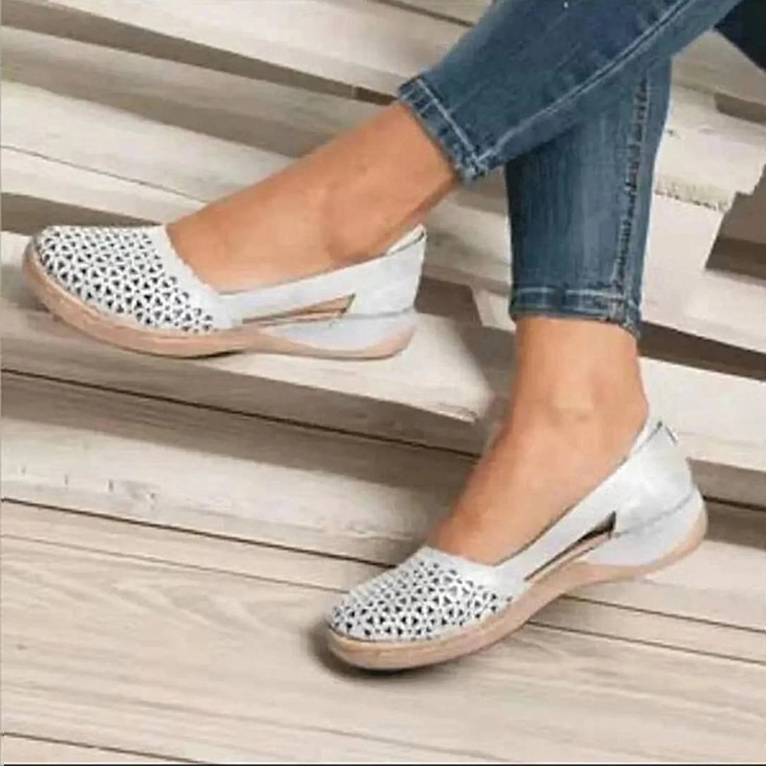 Eduavar Summer Sandals for Women, Orthopedic Sandals for Women Peep Toe Wedge Sandals Comfortable Ankle Strap Sandals