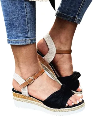 Eduavar Wedge Sandals for Women Summer Dressy Open Toe Ankle Strap Platform Sandals Dress Shoes Comfortable Outdoor Shoes
