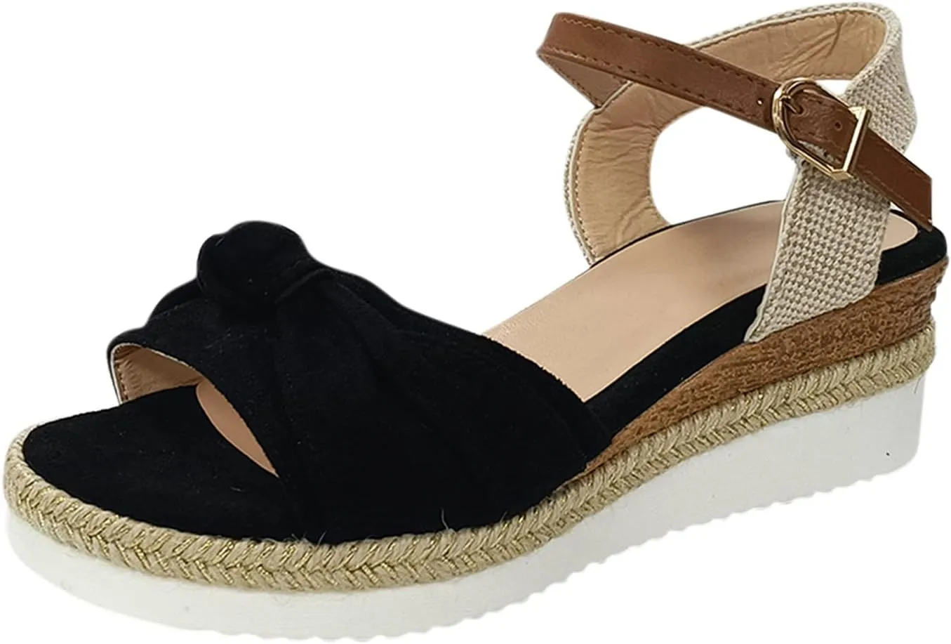 Eduavar Wedge Sandals for Women Summer Dressy Open Toe Ankle Strap Platform Sandals Dress Shoes Comfortable Outdoor Shoes