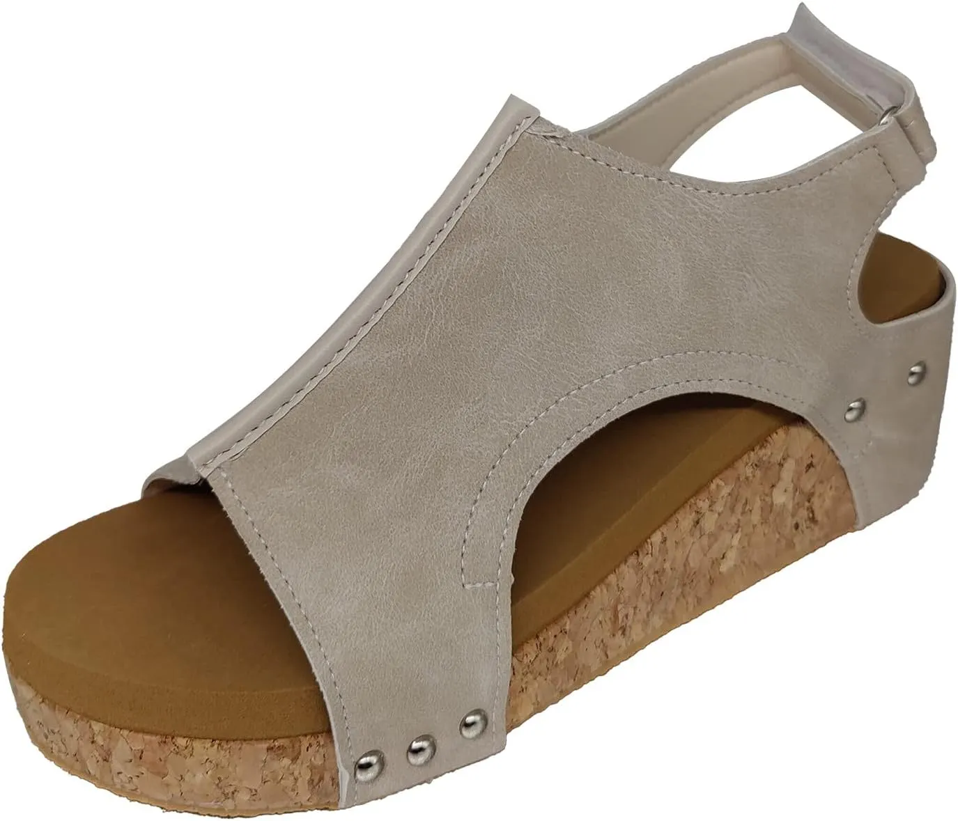 Eduavar Womens Sandals Dressy, Women Sandals Comfortable Peep Toe Sandals Slip On Wedge Platform Sandals Shoes